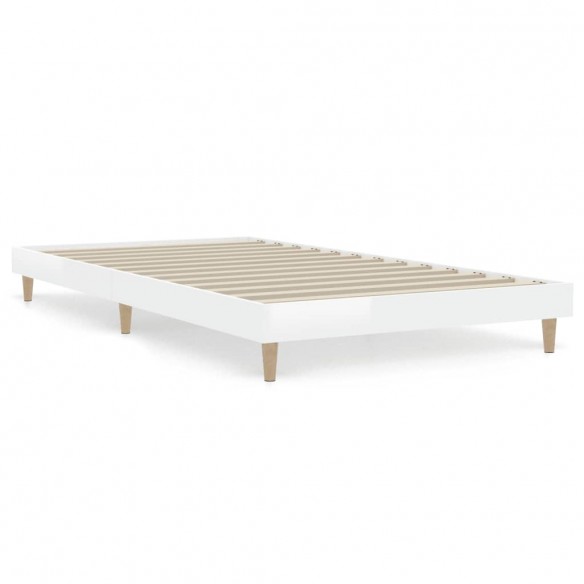 Cadre de lit blanc brillant 90x200 cm bois d'ingénierie