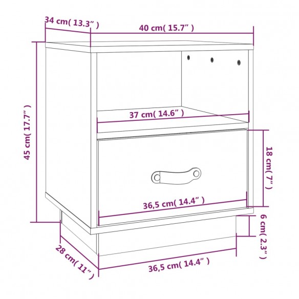 Table de chevet Blanc 40x34x45 cm Bois de pin massif