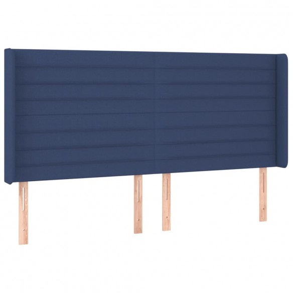 Tête de lit avec oreilles Bleu 203x16x118/128 cm Tissu