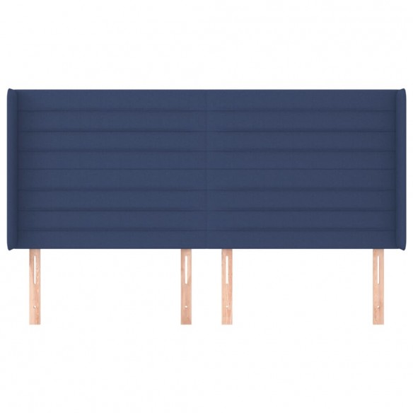 Tête de lit avec oreilles Bleu 203x16x118/128 cm Tissu