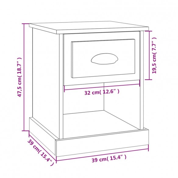 Table de chevet sonoma gris 39x39x47,5 cm bois d'ingénierie