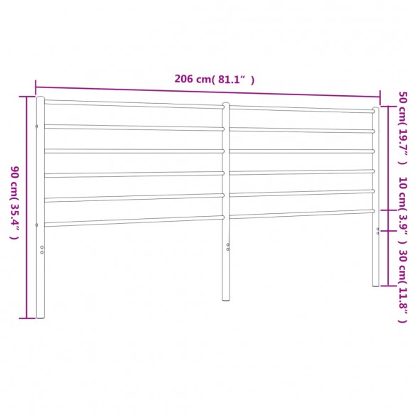 Tête de lit métal noir 200 cm