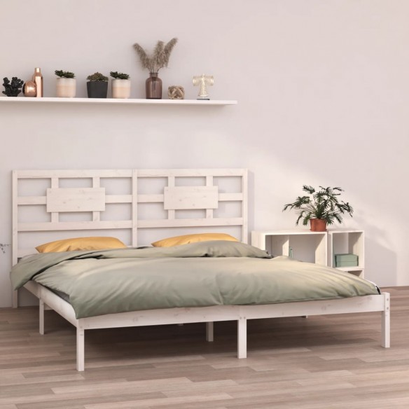 Cadre de lit Blanc Bois massif 200x200 cm