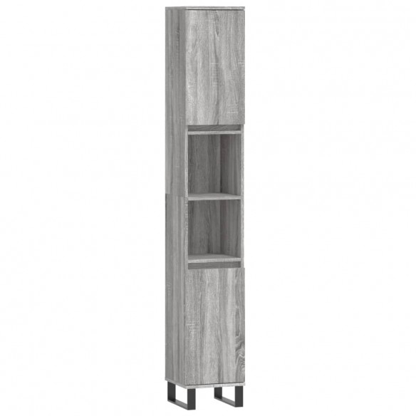 Armoire de bain sonoma gris 30x30x190 cm bois d'ingénierie