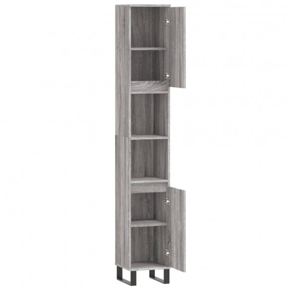 Armoire de bain sonoma gris 30x30x190 cm bois d'ingénierie