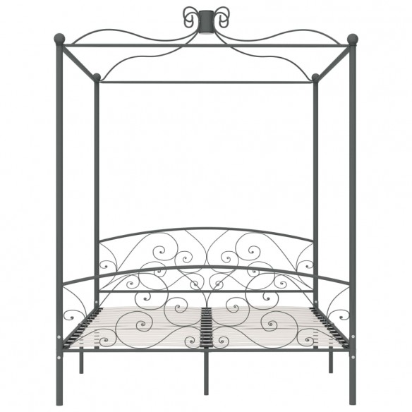 Cadre de lit à baldaquin Gris Métal 180 x 200 cm