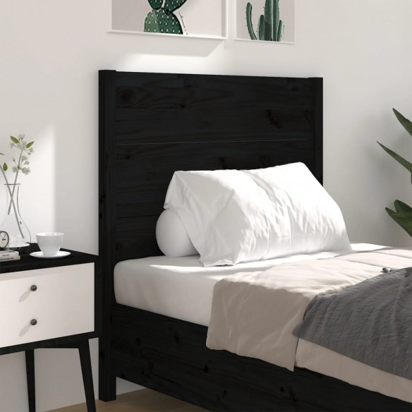 Tête de lit Noir 96x4x100 cm Bois massif de pin