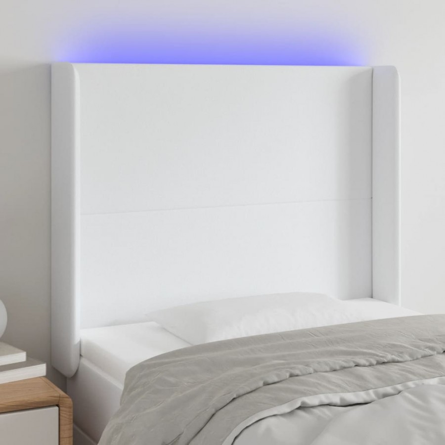 Tête de lit à LED Blanc 93x16x118/128 cm Similicuir