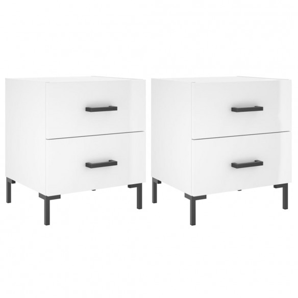 Tables de chevet 2 pcs blanc brillant 40x35x47,5 cm