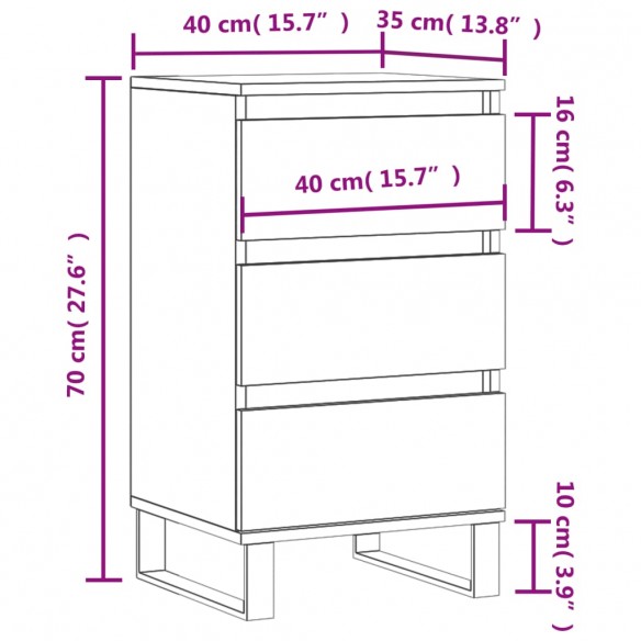 Buffet gris béton 40x35x70 cm bois d'ingénierie