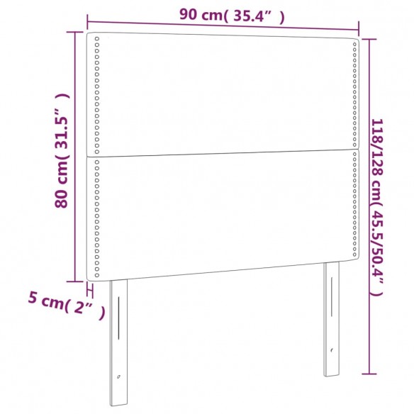 Têtes de lit 2 pcs Bleu foncé 90x5x78/88 cm Velours