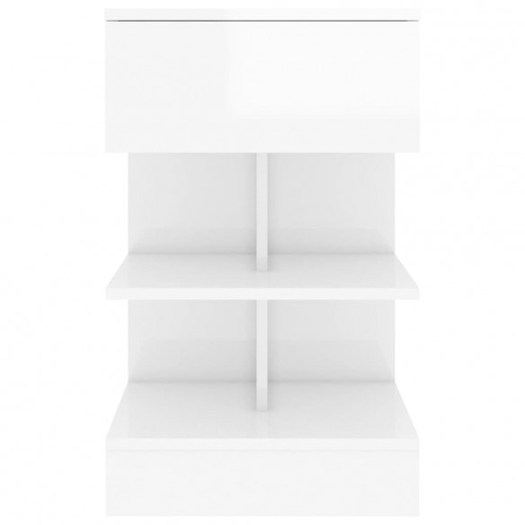 Table de chevet Blanc brillant 40x35x65 cm Aggloméré