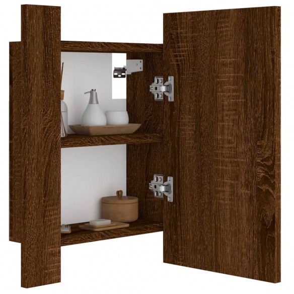 Armoire à miroir LED de salle de bain chêne marron 40x12x45 cm