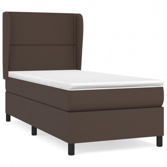 Sommier à lattes de lit avec matelas Marron 90x200cm Similicuir