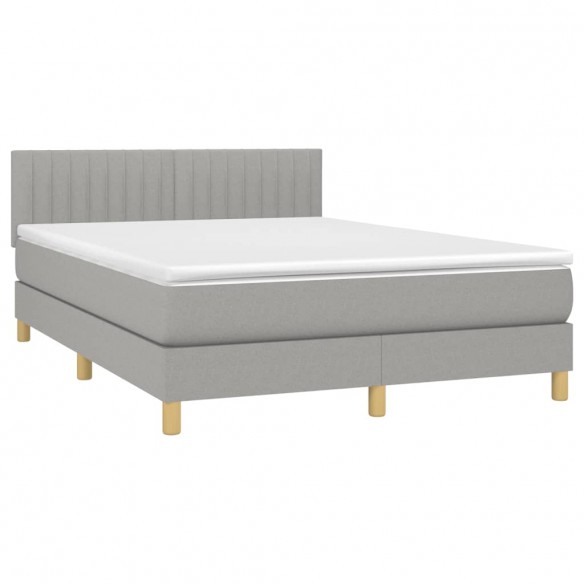 Cadre de lit avec matelas Gris clair 140x200cm Tissu