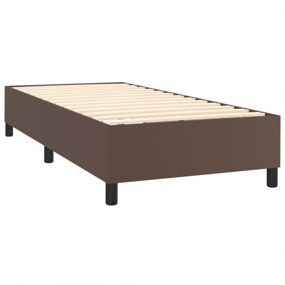 Sommier à lattes de lit avec matelas Marron 90x200cm Similicuir