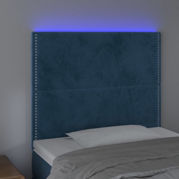 Tête de lit à LED Bleu foncé 90x5x118/128 cm Velours