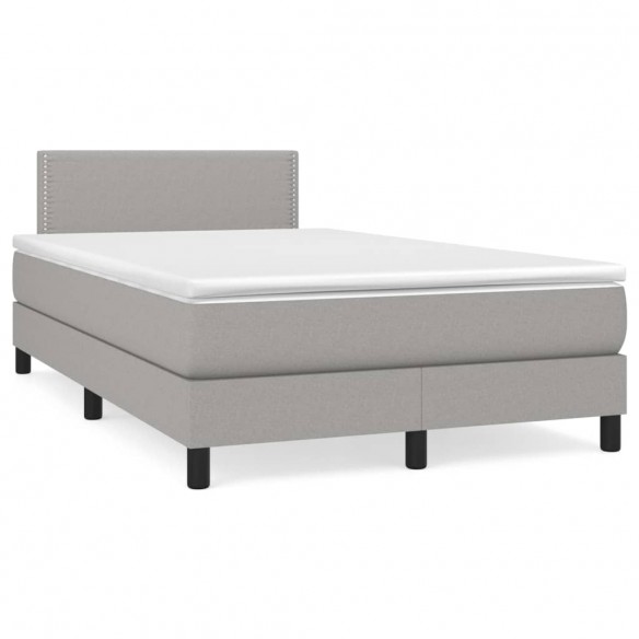 Cadre de lit avec matelas Gris clair 120x200cm Tissu