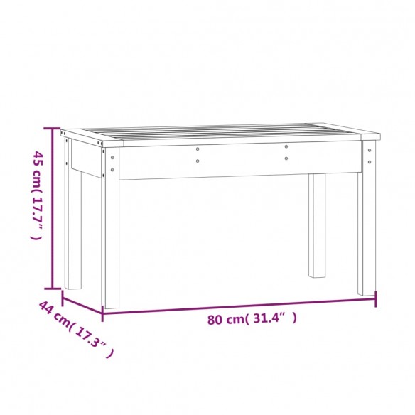 Banc de jardin marron miel 80x44x45 cm bois de pin massif