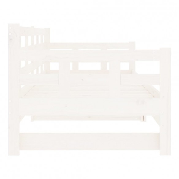 Lit coulissant Blanc Bois de pin solide 2x(90x190) cm