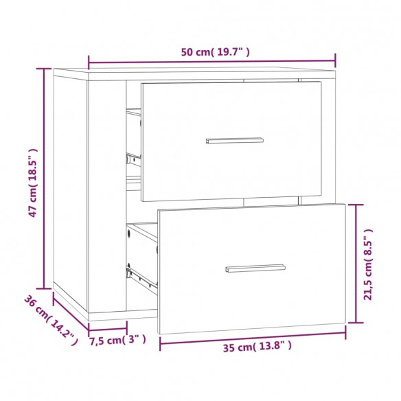 Table de chevet murale Blanc brillant 50x36x47 cm