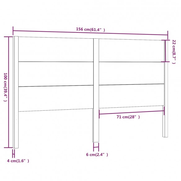 Tête de lit Gris 156x4x100 cm Bois massif de pin