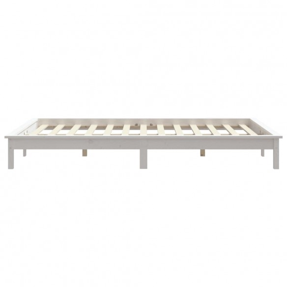 Cadre de lit blanc 135x190 cm double bois massif de pin