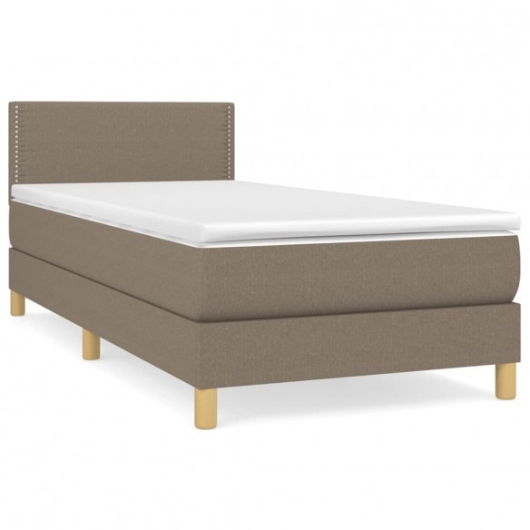 Cadre de lit avec matelas Taupe 100x200 cm Tissu