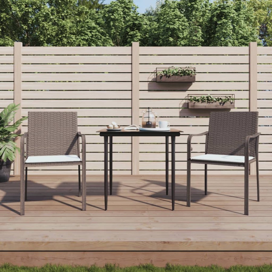 Chaises de jardin et coussins lot de 2 marron 56x59x84 cm rotin