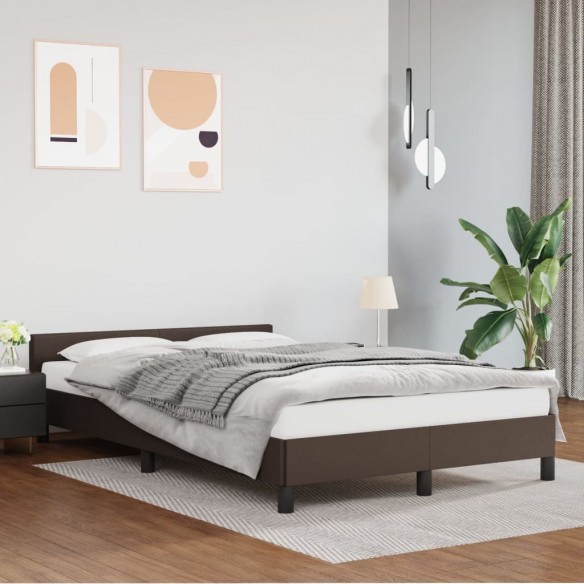 Cadre de lit avec tête de lit Marron 120x200 cm Similicuir