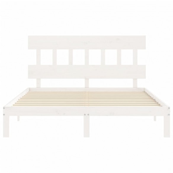 Cadre de lit avec tête de lit blanc King Size bois massif