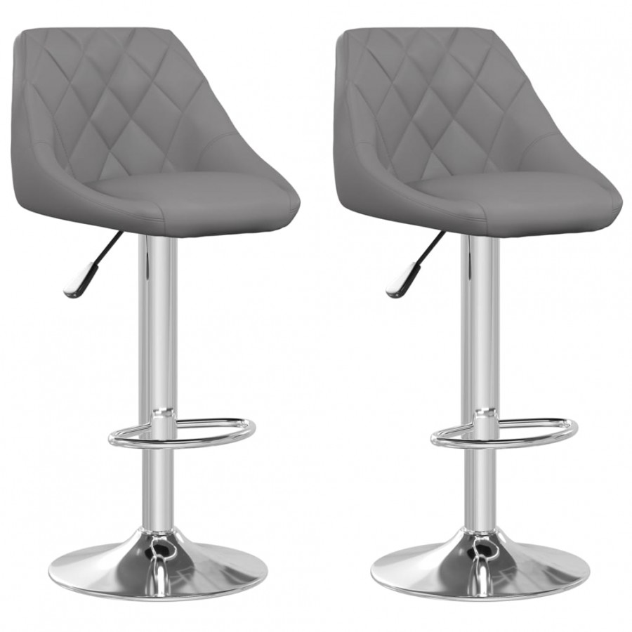 Tabourets de bar lot de 2 gris similicuir Tabourets de bar lot de 2 gris similicuir