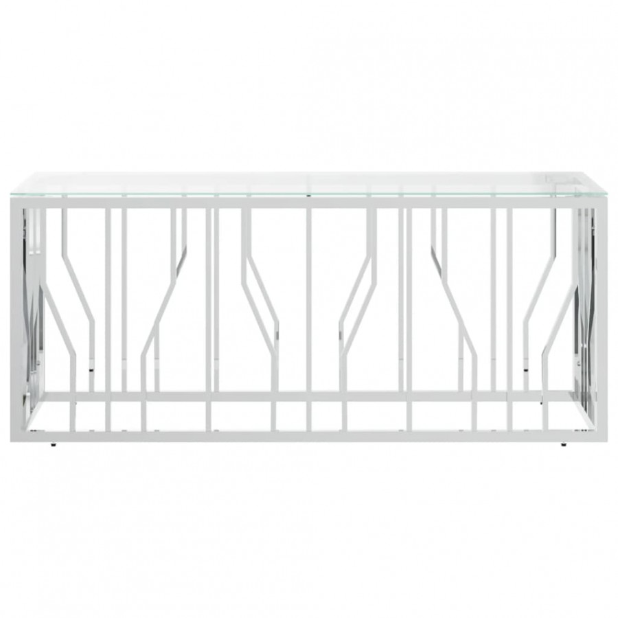 Table basse 110x45x45 cm acier inoxydable et verre