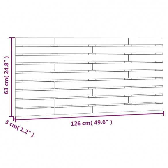 Tête de lit murale Marron miel 126x3x63 cm Bois massif de pin