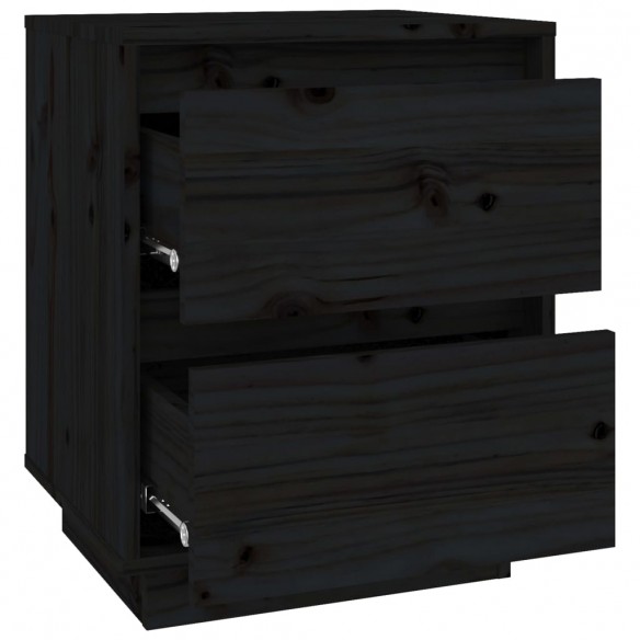Table de chevet Noir 40x35x50 cm Bois de pin solide