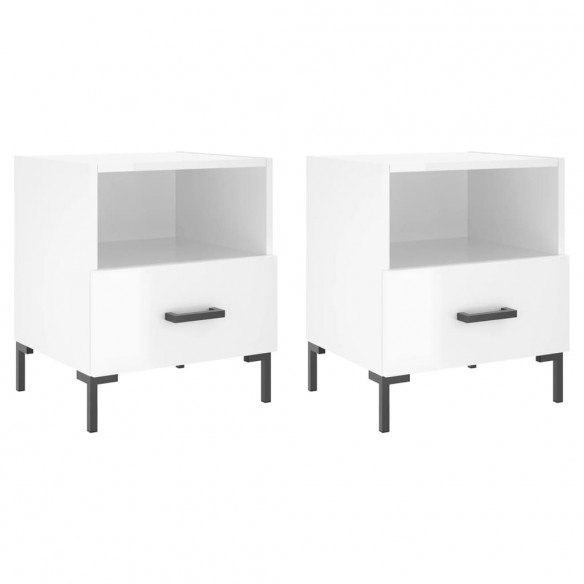 Tables de chevet 2 pcs blanc brillant 40x35x47,5 cm