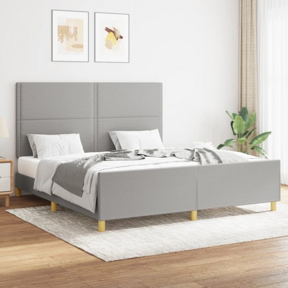 Cadre de lit avec tête de lit Gris clair 160x200 cm Tissu