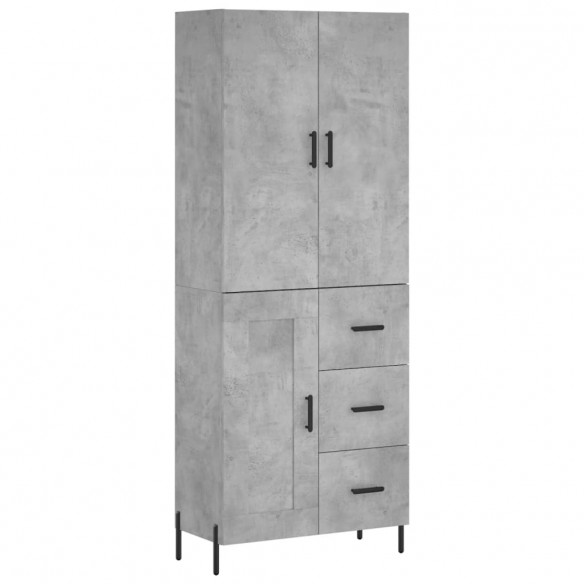 Buffet haut Gris béton 69,5x34x180 cm Bois d'ingénierie