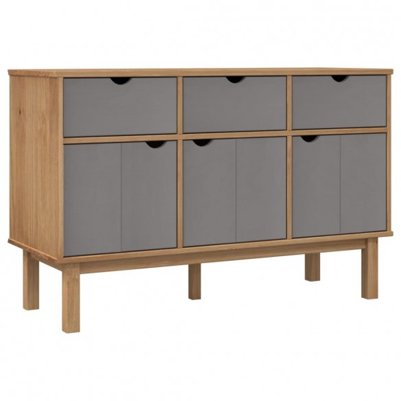 Buffet OTTA Marron et gris 114x43x73,5 cm Bois massif pin