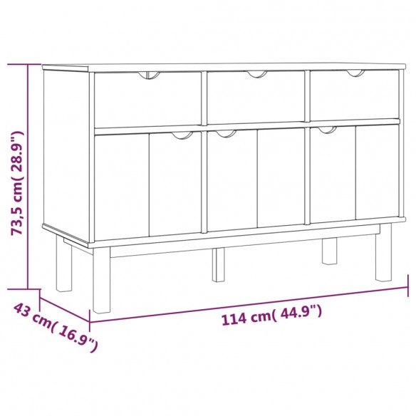 Buffet OTTA Marron et gris 114x43x73,5 cm Bois massif pin