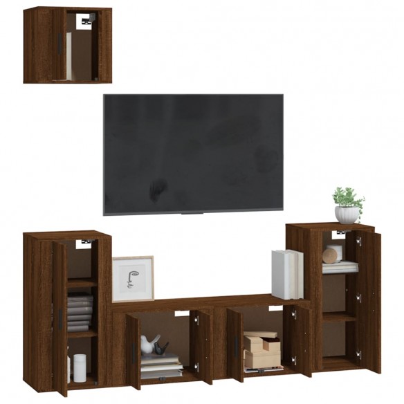 Ensemble de meubles TV 5 pcs Chêne marron Bois d'ingénierie