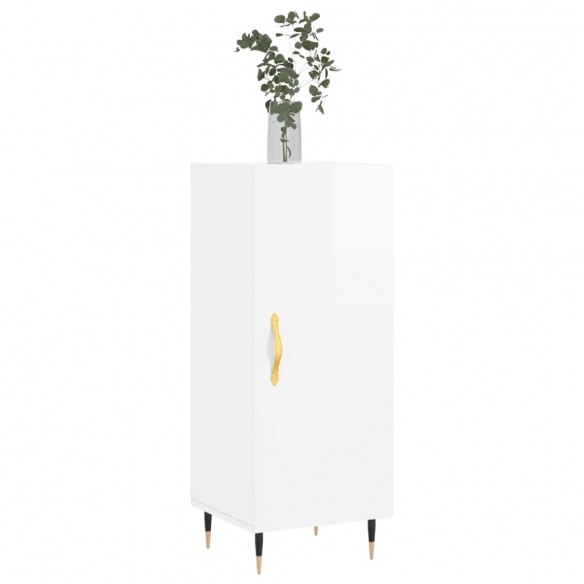 Buffet Blanc brillant 34,5x34x90 cm Bois d'ingénierie