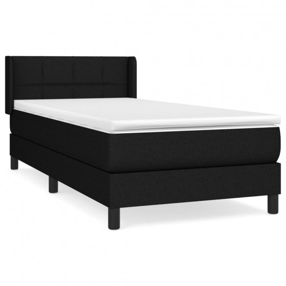 Cadre de lit et matelas Noir 80x200 cm Tissu