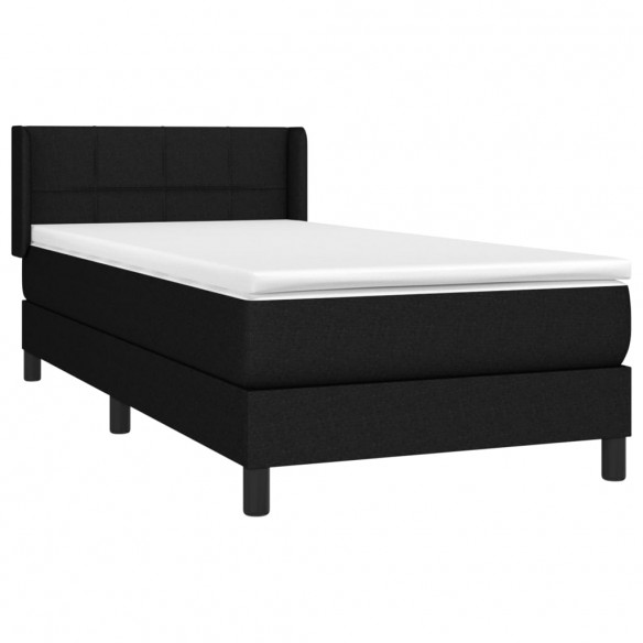 Cadre de lit et matelas Noir 80x200 cm Tissu