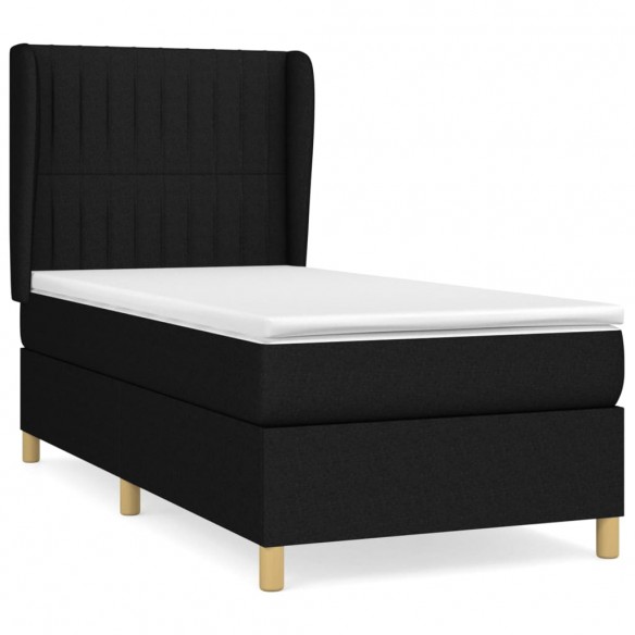 Cadre de lit avec matelas Noir 100x200 cm Tissu