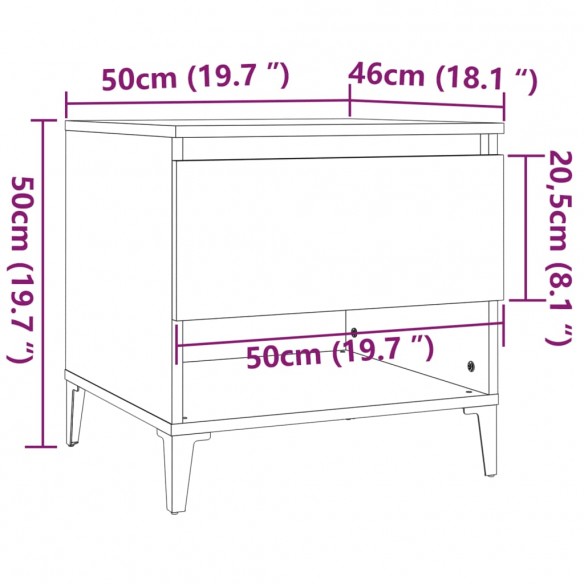 Table d'appoint Chêne marron 50x46x50 cm Bois d'ingénierie