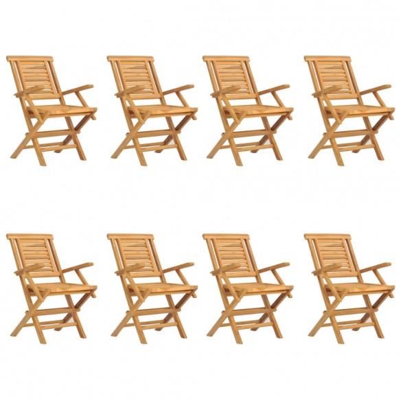 Chaises de jardin pliantes 8 pcs 56x63x90 cm bois massif teck