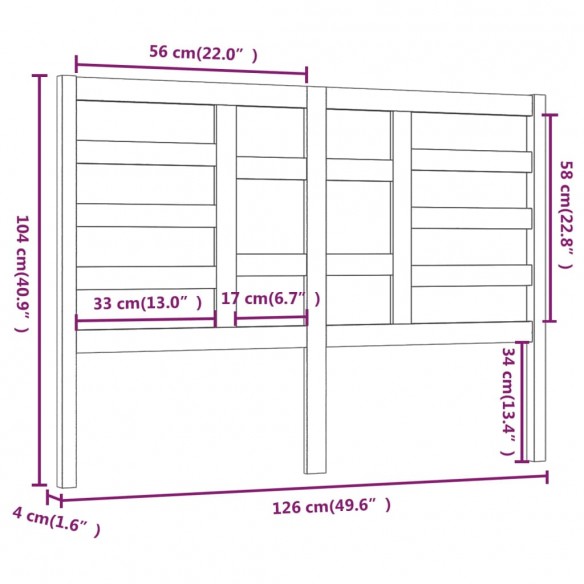 Tête de lit 126x4x104 cm Bois massif de pin