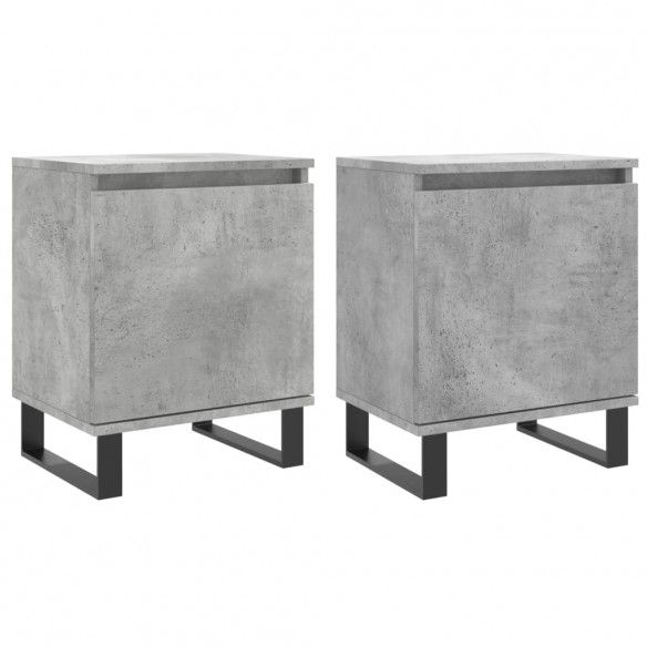 Tables de chevet 2 pcs gris béton 40x30x50 cm bois d'ingénierie
