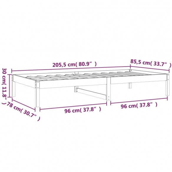 Lit de jour Blanc 80x200 cm Bois de pin massif